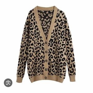 Yes Lola Chic Leopard 🐆 Print Cotton  Knit Classic Mid Length Cardigan